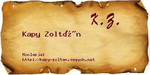 Kapy Zoltán névjegykártya